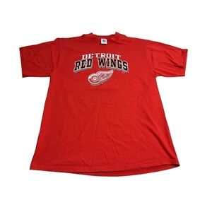 Vintage Detroit Red Wings T-Shirt Made in USA Logo 7 Red Mens‎ Size L Hockey NHL